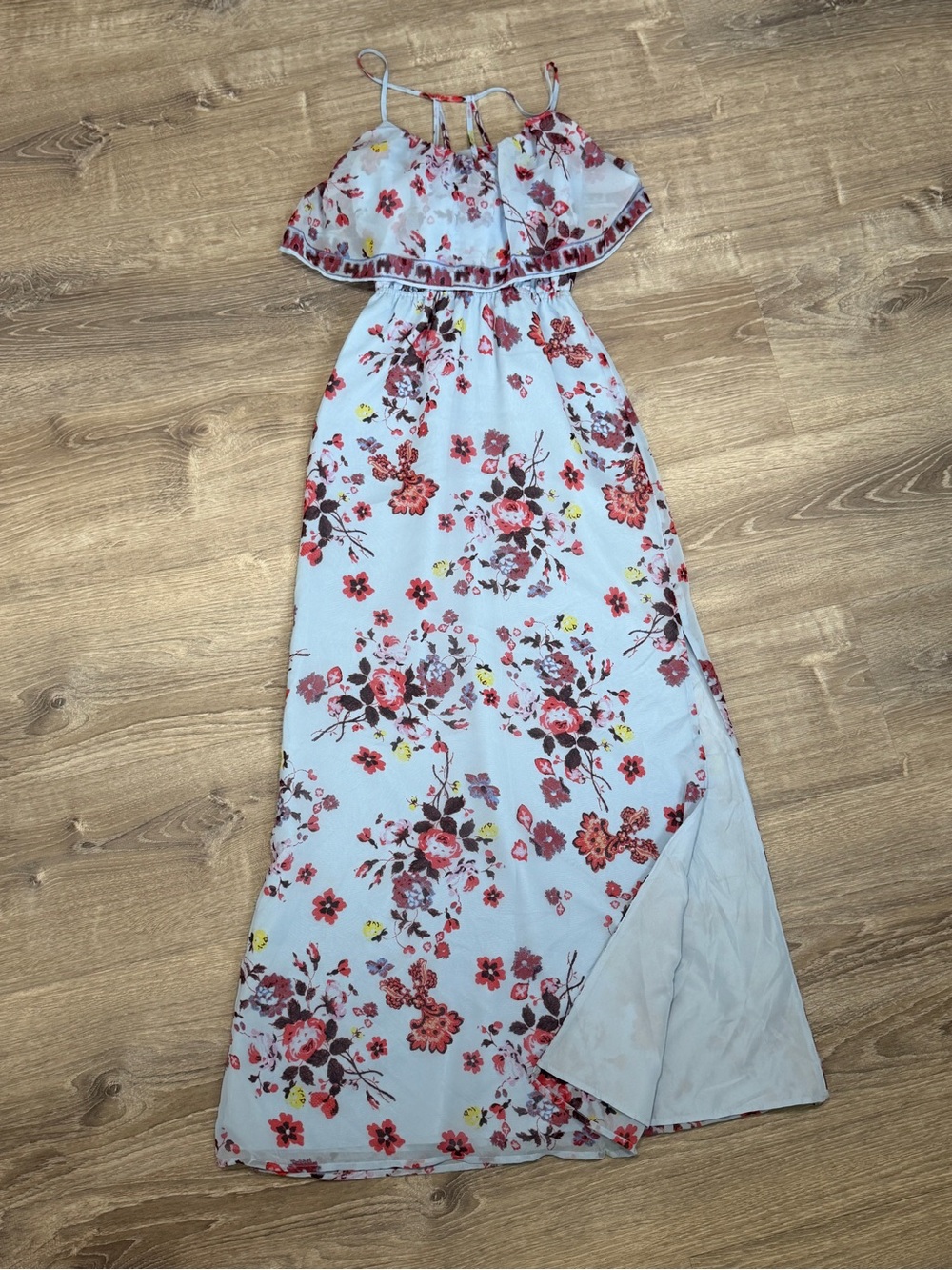 XS Vera Wang Princess floral summer maxi dress with side slit